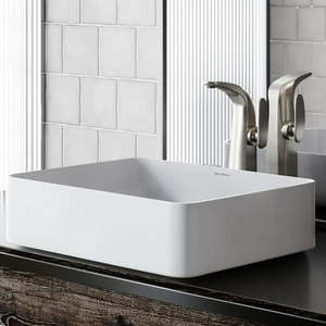 lot 1688 image: Swiss Madison Concorde Rectangle Ceramic Vessel Sink, 20 x 16 (sink only)
