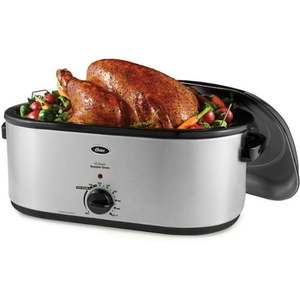lot 1731 image: Oster 22 Quart Roaster Oven with Self-Basting Lid Stainless Steel