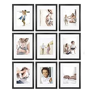 lot 1741 image: Sheffield Home 9 Piece Gallery Wall Frame Set, 11x14 in. matted to 8x10 in. (Matte Black) (B08QSL82CQ)