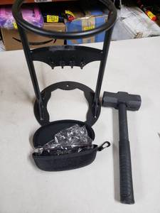 lot 2159 image: 4lb Sledge Hammer, Unkown Metal Rack and Safety Glasses