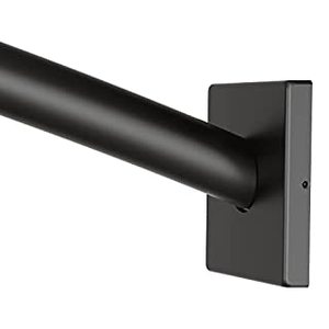 lot 2201 image: Moen Triva Matte Black 5-Foot Curved Fixed Mount Shower Curtain Rod with Pivoting Flanges, CSR2167BL (B07RL3Y3Z8) Pack of 2
