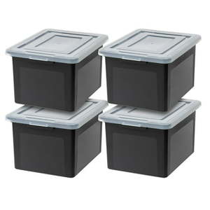 lot 3046 image: IRIS USA Letter and Legal Size File Box Black Set of 4