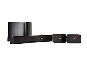 lot 3094 image: Polk True Surround III 5.1 Channel Wireless Surround Sound System, Includes Sound Bar, L &amp R Rear Surrounds and 7 Subwoofer, Dolby Digital Decoding, Built-in Bluetooth, Easy Setup, Black (B09K4LG7GD) - Retail $590.63