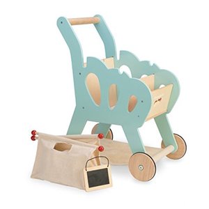 lot 6082 image: Le Toy Van - Educational Wooden Toy Role Play Grocery Store Shopping Trolley  Boys Or Girls Pretend Play Supermarket Playset - for Ages 3 (B06X3TGG6T)