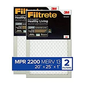 lot 7828 image: Filtrete 20x25x1, AC Furnace Air Filter, MPR 2200, Healthy Living Elite Allergen, 2-Pack (exact dimensions 19.69 x 24.69 x 0.78) (B005F5D4W6)