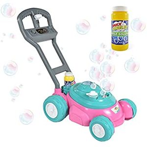 lot 7899 image: Sunny Days Entertainment Maxx Bubbles Bubble-N-Go Toy Mower with Refill Solution Pink