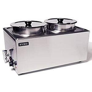 lot 7916 image: SYBO Commercial Grade Stainless Steel Bain Marie Buffet Food Warmer Steam Table for Catering and Restaurants (2 Round Pots with Tap) (B076QK2CG8)