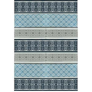 lot 7918 image: BalajeesUSA 6 x9 Outdoor Patio Rugs clearance patio rugs rv awning mats Grey Teal 7018