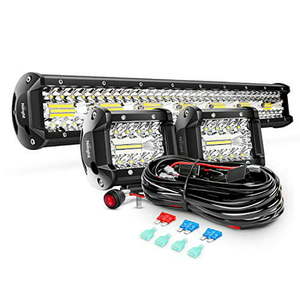 lot 10377 image: Nilight ZH412 Bar Set 20 Inch 420W Triple Row Spot Flood Combo Work Driving Lamp 2Pcs 4 Inch 60W Cube LED Pods Lights with Off-Road Wiring Harness-3 Leads 2 Year Warranty
