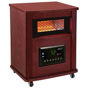 lot 10379 image: Comfort Zone 1500-Watt 16 Quartz Infrared Wood Cabinet Heater Cherry