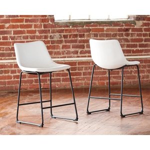 lot 10442 image: Signature Design by Ashley Centiar Upholstered Barstool Set of 2 White
