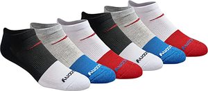 lot 1723 image: Saucony Mens Multi-pack Mesh Ventilating Comfort Fit Performance No-show Socks 6 Pairs