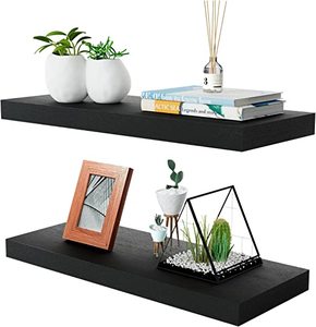 lot 2145 image: Black Partition Floating Shelf