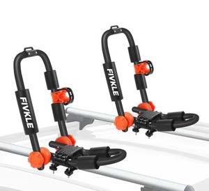lot 2148 image: Fivkle&nbspFoldable Adjustable Kayak Rack, J-Style Kayak Roof Rack 2 Tie Down Straps, Universal Rooftop Cargo Carrier for Kayak Canoe Paddle Boat Surf Ski, Mounted on Car, SUV, Truck Crossbar