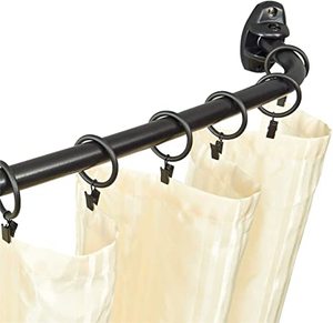 lot 3068 image: Adjustable Curved Shower Curtain Rod Black