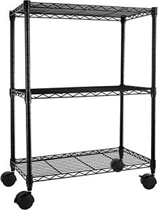 lot 6071 image: 3 Shelving Unit On Wheels Black 1PC