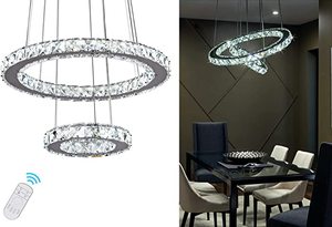 lot 6093 image: Fancy 2 Tier Circle Light Fixture Biggest Circle is 16.5IN Diameter Smaller One Is 8