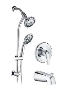 lot 6098 image: YASINU Handheld Shower Slide Bar Shower Faucets Sets Complete Including Rough-in Valve- Retail$119.99
