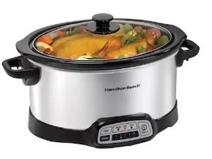 lot 6111 image: Hamilton Beach Quart Programmable Slow Cooker With Dishwasher Safe Crock And Sliver Lid
