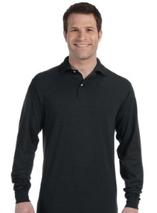 lot 10395 image: Jerzees Collared Black Long Sleeve Shirt, Medium