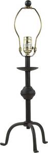 lot 7907 image: Three Leg Table Lamp, Black with White Shade&nbsp(stock photo approximate)