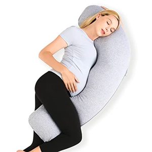 lot 10385 image: Curved Pregnancy Pillow (54) And Bonus 24 Inch Pillows No Cases