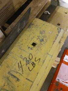 lot 5145 image: 3 kubota tractor bucket bolt on cutting blades, 1�� thick 420lbs total see pics for measurements