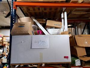 lot 5106 image: $100s Pallet full of lighting light fixtures, bulbs, track lights, can light trims