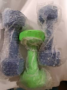 lot 5219 image: (3) Dumbbells - 2 Ten Pounds  1 Twelve Pounds