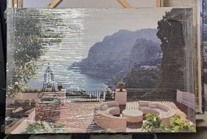 lot 5353 image: 50 in �40.5in Picture of Italy on Canvas