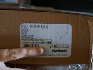 lot 6603 image: Kwikset Satin Nickel Finish Entry Door Handles