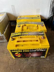 lot 4026 image: (3) Ground Zero SPL car stereo system batteries.