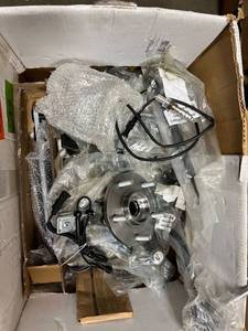 lot 4029 image: heavy box full of auto parts, wheel bearinghub, ball joints, phaser, suspension parts, o2 sensor, brake parts