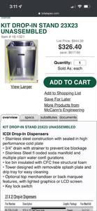 lot 4031 image: McCanns Stainless steel Multiplex Drop In soda Stand Kit 23 x 23 16-1321
