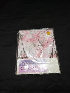 lot 8813 image: Pink flowered vinyl shower curtain NIP