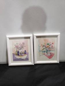 lot 8859 image: pair flowers in vases pictures