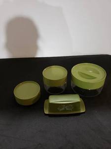 lot 8974 image: lot of retro avocado green kitchenware