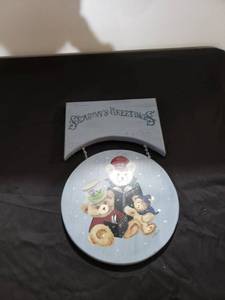 lot 8975 image: hand paintedsigned wood seasons greetings wall plaque