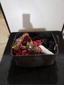 lot 9230 image: basket full of scarves