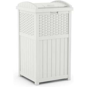 lot 1100004 image: Suncast 33 gal Outdoor Decorative Garbage Can White