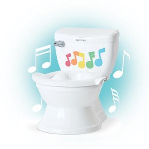 lot 1100013 image: Summer My Size Potty Lights and Songs Transitions, White  Realistic Potty Training Toilet  Features Interactive Toilet Handle, Removable Potty Topper and Pot, Wipe Compartment, and Splash Guard