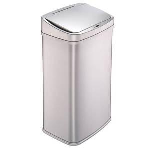 lot 1100030 image: Nine Stars 13gal Motion Sensor Rectangular Shape Stainless Steel Trash Can Silver