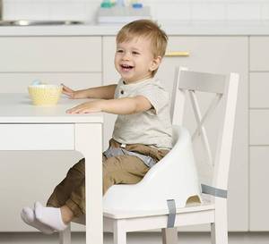 lot 1100059 image: Regalo Baby Basics Booster Seat, White, Three-Point Safety Harness, Easily Wipeable, Sturdy & Durable Plastic