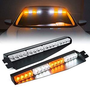 lot 1100074 image: Xprite LED Visor Strobe Light Bar Interior Windshield Sunvisor Emergency Hazard Warning Flashing Lights w Extend Bracket Split Mount for Law Enforcement Vehicles Trucks Amber White