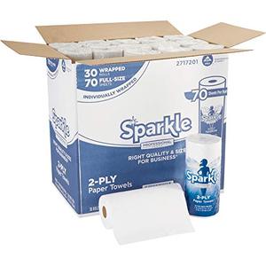 lot 1100082 image: Sparkle Professional Series 2-Ply Perforated Kitchen Paper Towel Rolls by GP PRO (Georgia-Pacific), 2717201, 70 Sheets Per Roll, 30 Rolls Per Case