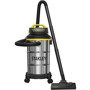 lot 1100089 image: Stanley WetDry Vacuum, 5 Gallon, 4 Horsepower, Stainless Steel Tank - Silveryellowblack - SL18130