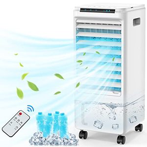 lot 1100021 image: Evaporative Air Cooler - AOLOS 3 IN 1 Portable Air Cooler, Room Air Conditioner Fan wRemote, 3 Speeds, 1.85-Gal, 7H Timer & 40°Auto Oscillation, Air Conditioner Portable for Room Office Garage, White