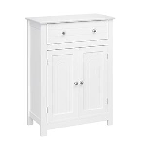 lot 1100044 image: VASAGLE Bathroom Storage Cabinet Free Standing, with Drawer and Adjustable Shelf, Kitchen Cupboard, Wooden Entryway Storage Cabinet, 23.6 x 11.8 x 31.5 Inches, White UBBC61WT