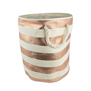 lot 1100113 image: DII Collapsible Laundry HamperStorage Basket, Stripe Woven Paper, Copper Stripe, Large