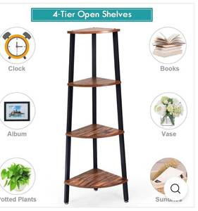 lot 1100124 image: Giantexus 4-Tier Corner Shelf Industrial Multipurpose Bookcase - Giantexus